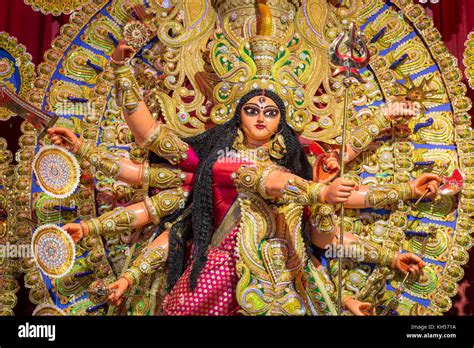 Goddess Durga In Traditional Look At A Durga Puja At Kolkata Hindu