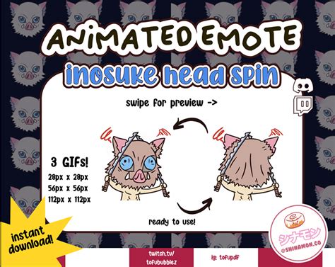 Inosuke Head Spin Animated Emote Twitch Demon Slayer Tofububblezs