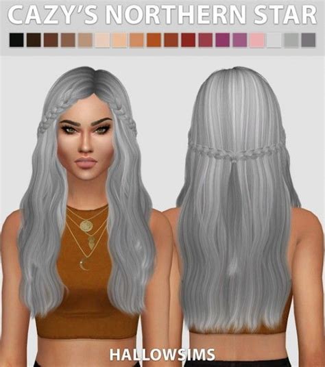 Sims 4 Hairs Hallow Sims Cazy`s Northern Star Hair Retextured