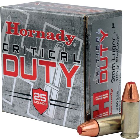 Hornady Critical Duty 9mm P 135gr Flexlock Hp 25 Rounds Liberty Guns