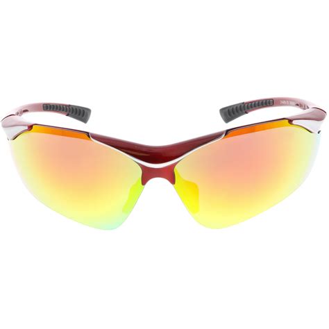 Sunglassla Tr 90 Semi Rimless Wrap Sports Sunglasses Colored Mirror