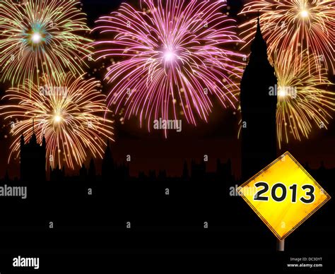 Happy New Year London Fireworks Stock Photo Alamy
