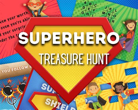 Superhero Treasure Hunt Clues Birthday Scavenger Hunt Clues Etsy España