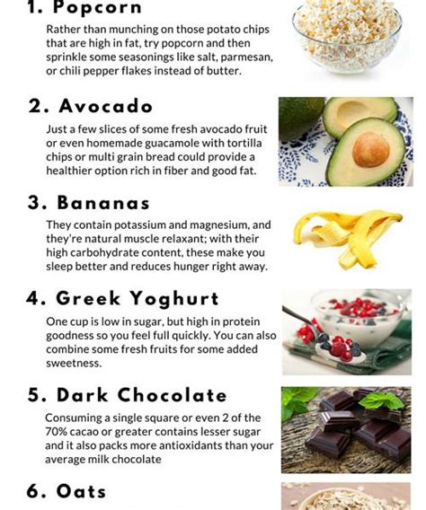 8 Healthy Snacks To Eat After 8pm Infographic Best Infographics