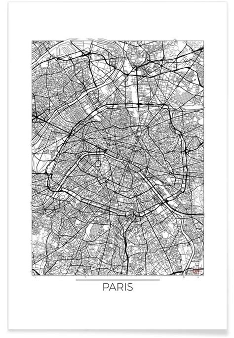 Paris Minimal Map Póster Juniqe