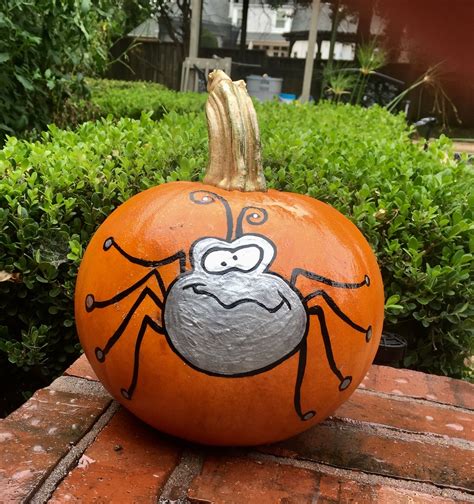 Spider Pumpkin Carving Designs Hand Painted Pumpkin Holiday Deco