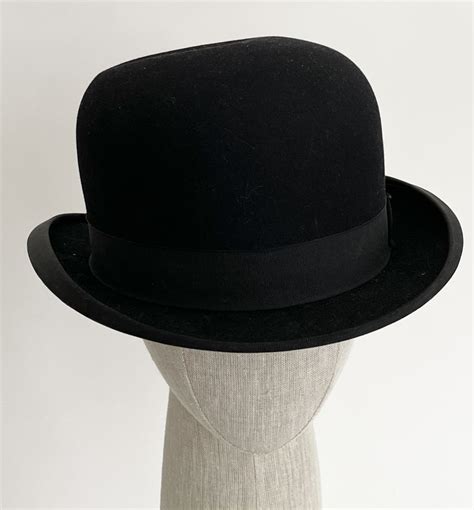 Antique Stetson Bowler Hat Fedora Derby Style Vintage 30s 40s Black