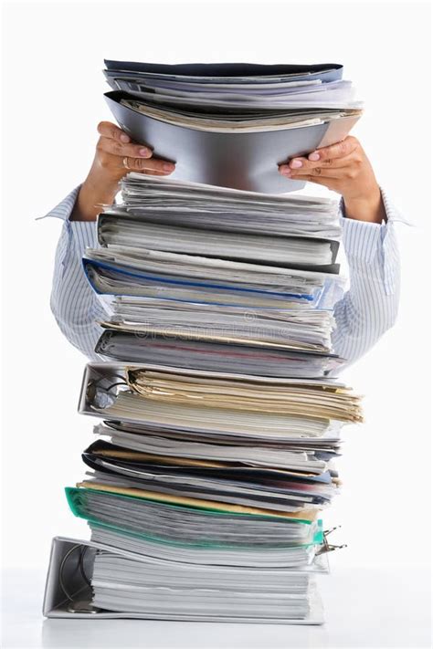 Put Paper Into High Pile Paperwork Stock Photo Image Of Workload