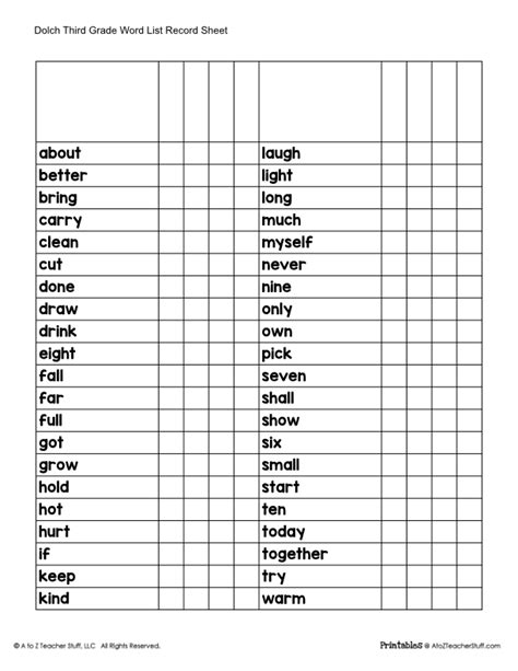 My Word Book Third Grade Dolch Sight Words Writing Pr