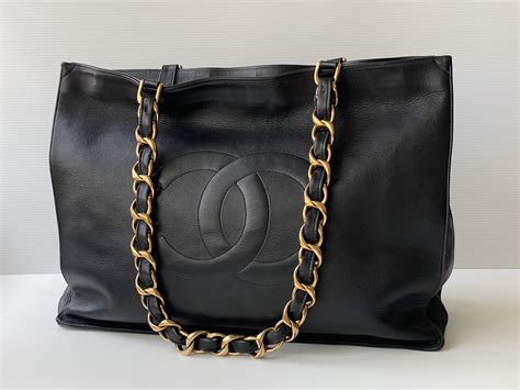 Authentic Chanel Vintage Black Jumbo Timeless Xl Lambskin Tote Bag