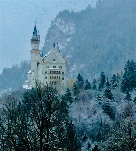 Neuschwanstein Castle In The German Alps On The European Christmas