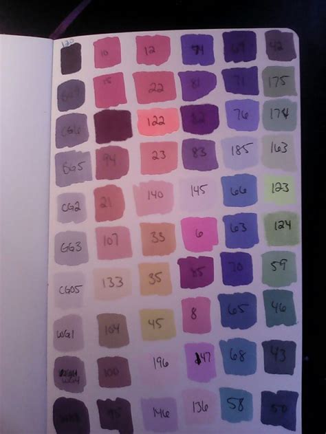 Printable Ohuhu Marker Color Chart Blank
