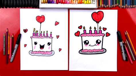 How To Draw A Cute Birthday Cake Art For Kids Hub