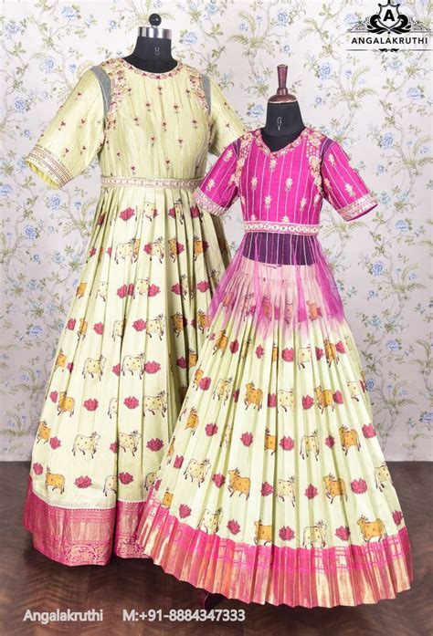 Mother And Daughter Twining Dresses By Angalakruthi Pure Silk