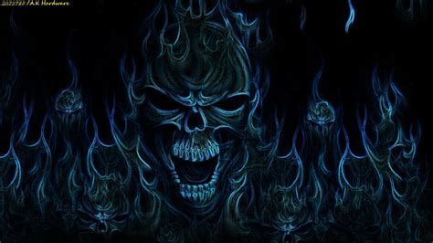 Blue Fire Skull Wallpaper Images