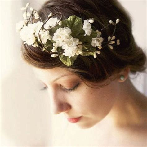 Woodland Flower Crown Rustic Wedding Headpiece Ivory Floral Headband