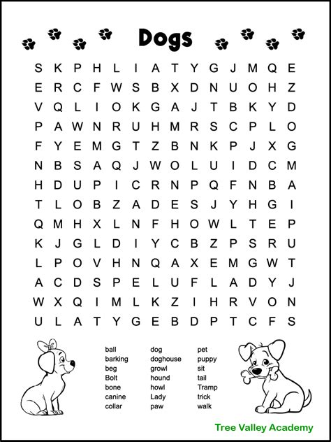 A Free Printable Dog Themed Word Search For Kids The Difficulty Level