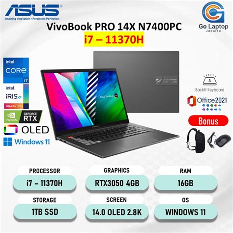 Jual Laptop Asus Vivobook Pro 14x N7400pc Rtx3050 Oled I7 11370h 16gb
