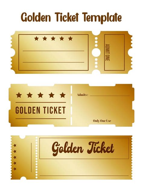 Golden Ticket Template Printable Golden Ticket Template Ticket