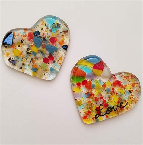 Colorful Fused Glass Heart Beautiful Father S Day T Handmade Colorful Fused