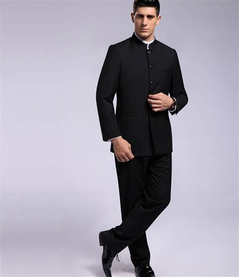 Amazing Stand Up Collar Zhongshan Suit Black Chinese Jackets