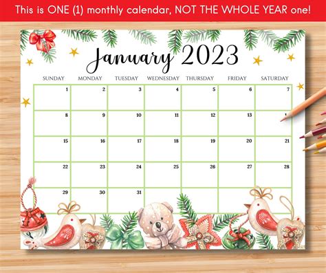Editable January 2023 Calendar New Year Planner Colorful Etsy Canada