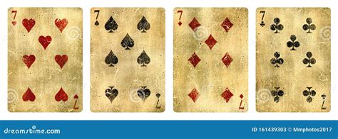 Four Vintage Playing Cards Isolated On White Stock Image Image Of