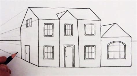 Now we add several bushes and correct the contours. How to Draw a House in 1-Point Perspective: Narrated - YouTube