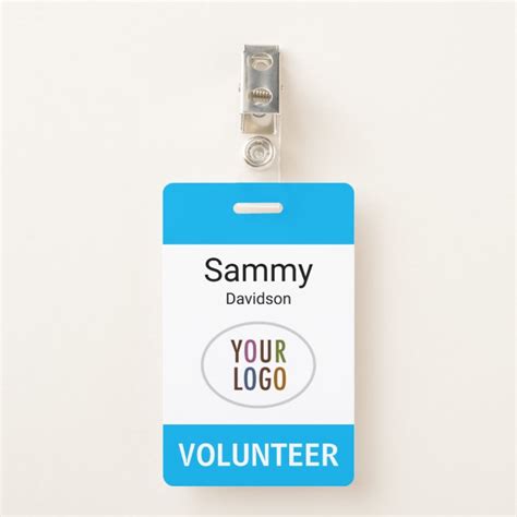 Plastic Volunteer Name Badge With Clip Custom Logo Id Badge Zazzle