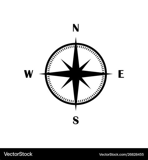 Compass Icon Black Isolated Flat Symbol Royalty Free Vector