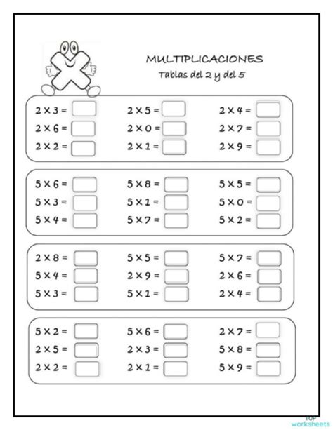 Multiplicaciones Con Llevadas La Tabla Del Ficha Para Imprimir