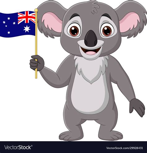 Cartoon Koala Holding Australian Flag Royalty Free Vector