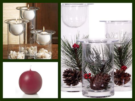 Christmas Centerpiece Ideas Glass Hurricanes Candle Holders Filled