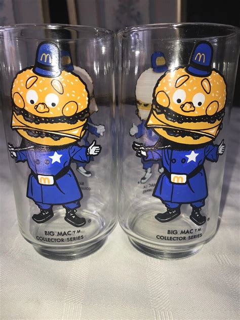 2 Vintage Libbey 70 S Mcdonald S Police Officer Big Mac Collector Tumbler Glass 4560854602