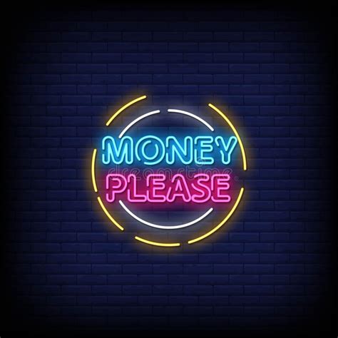 Money Please Neon Signs Style Text Vector Ilustración Del Vector