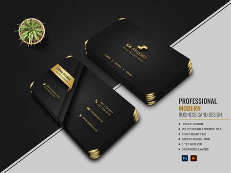Creative Modern Black And Golden Luxury Business Card On Behance