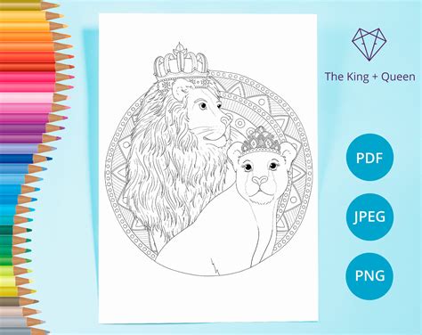 Lion Coloring Pages Lioness Adult Coloring Book Printable Etsy