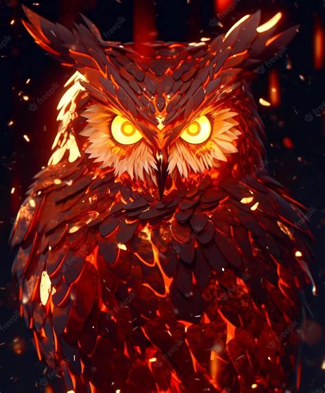 Premium Ai Image Fire Owl
