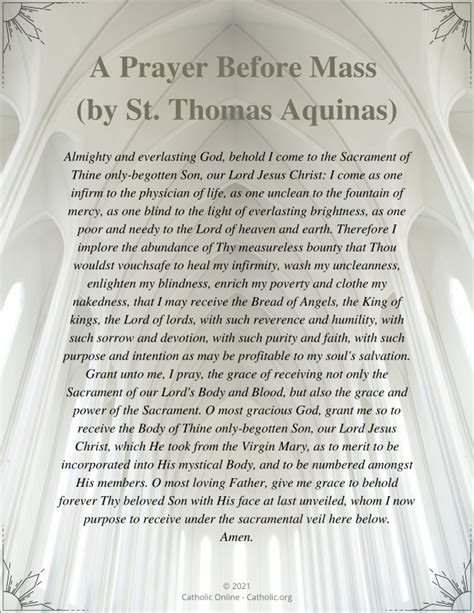A Prayer Before Mass By St Thomas Aquinas Free Pdf Catholic Online Learning Resources