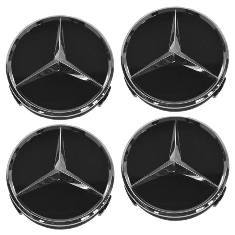 Oem Raised Chrome And Black Wheel Center Cap Set Of 4 For Mercedes Benz New Ebay