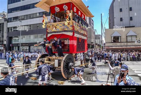 Gion Matsuri Gion Festival Chariot Parade Pulling The Taka Yama