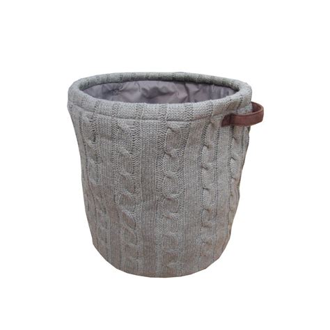 Grey Round Wool Knit Storage Baskets Pillos Organizing Your Home