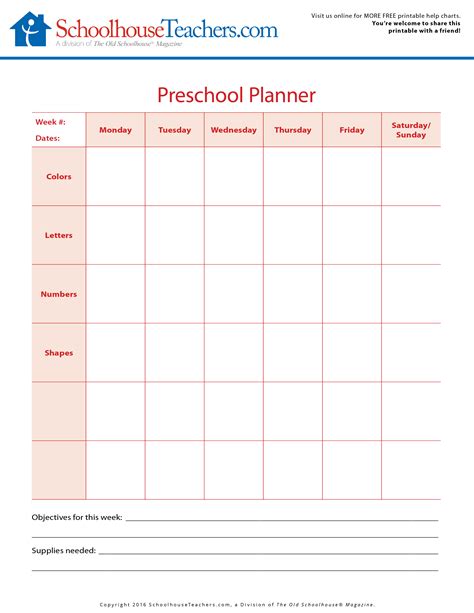 Preschool Planner Weekly Schedule Printouts And Activities