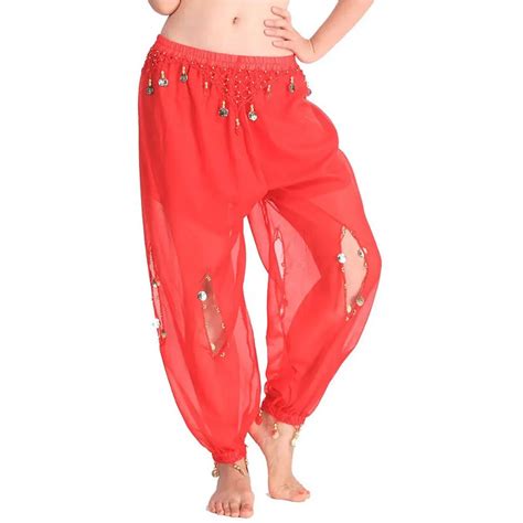 Belly Dance Pant 2018 Woman Belly Dance Costumes Tribal Lantern Harem Pants Hanging Coins Belly