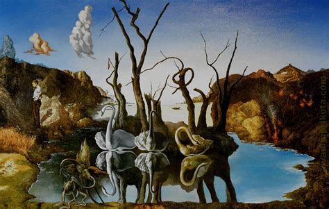 Swans Reflecting Elephants Surreal Art Salvador Dali Art Dali Paintings