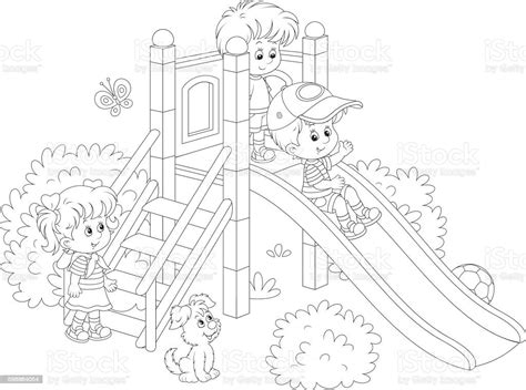 Childrens Slide In A Park Stock Illustration Download Image Now