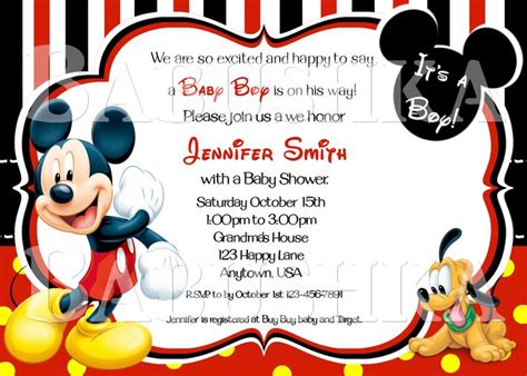 Baby Shower Invitations Mickey And Baby Pluto Baby Shower Invitation