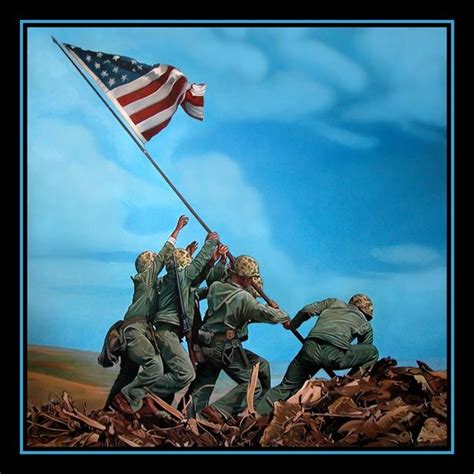 Iwo Jima Flag Raising The Original Painting Is Oil On Canvas 59 By