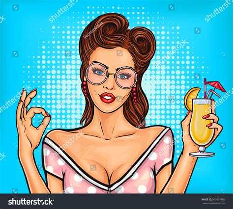 Sexy Pop Art Girl Shows Sign Stock Vector Royalty Free 502867186