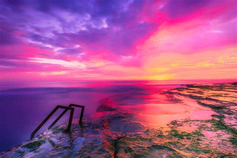Beautiful Pink Sunset Over The Sea In Spain Free Photos